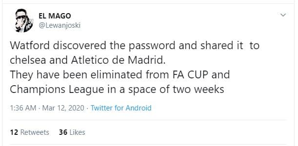 El mago lewanjoski watford discovered the password and shared it to chelsea and