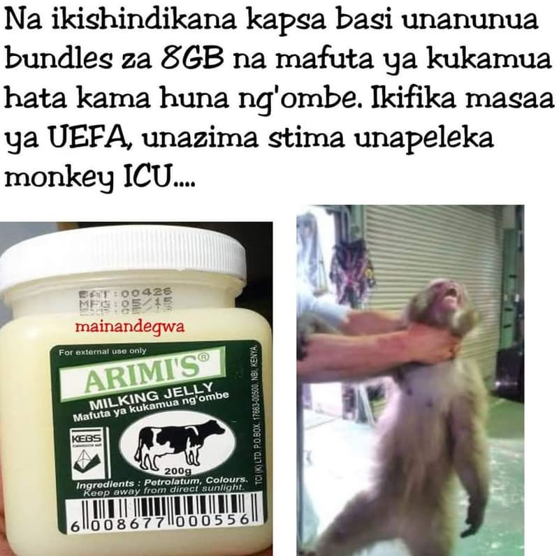 Na ikishindikana kapsa basi unanunua bundles za bcb na mafuta ya kukamua hata ka