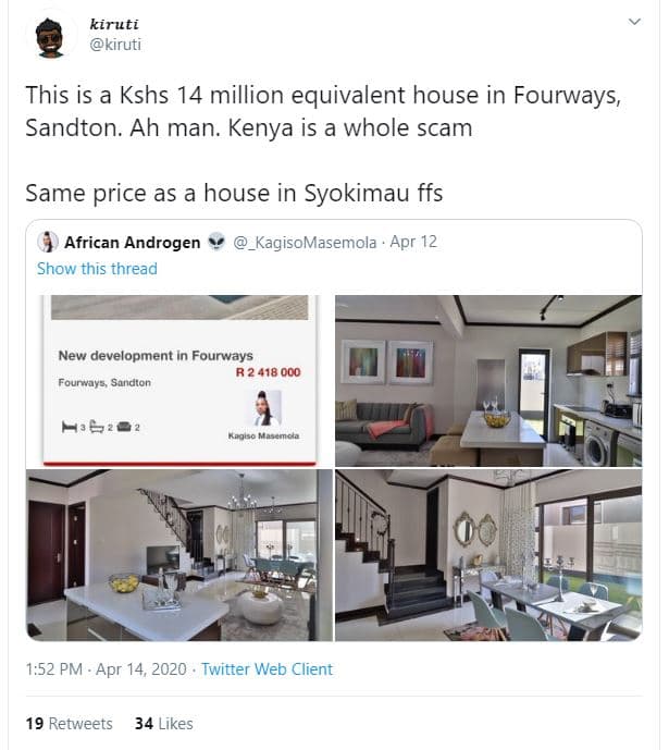 Kiruti kiruti this is a kshs 14 million equivalent house in fourways, sandton. a