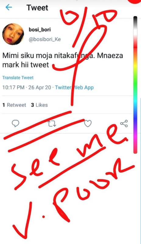 Tweet bosi_bori bosibori_ke mimi siku moja nitakafı mark hii tweet mnaeza transl