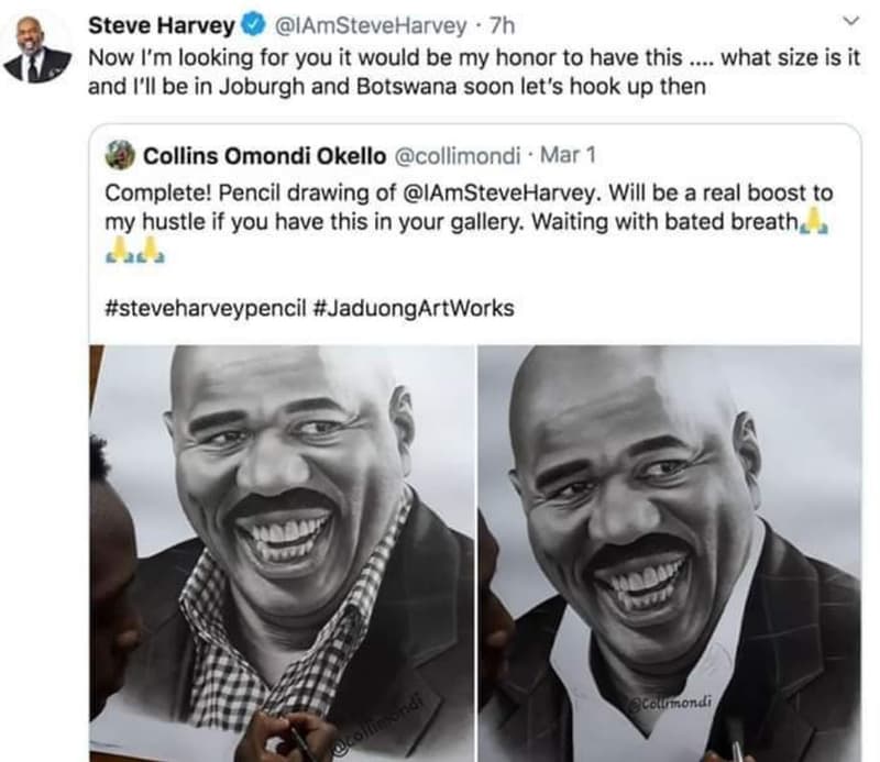 Steve harvey iamsteveharvey 7h now i'm looking for you it would be my honor to h