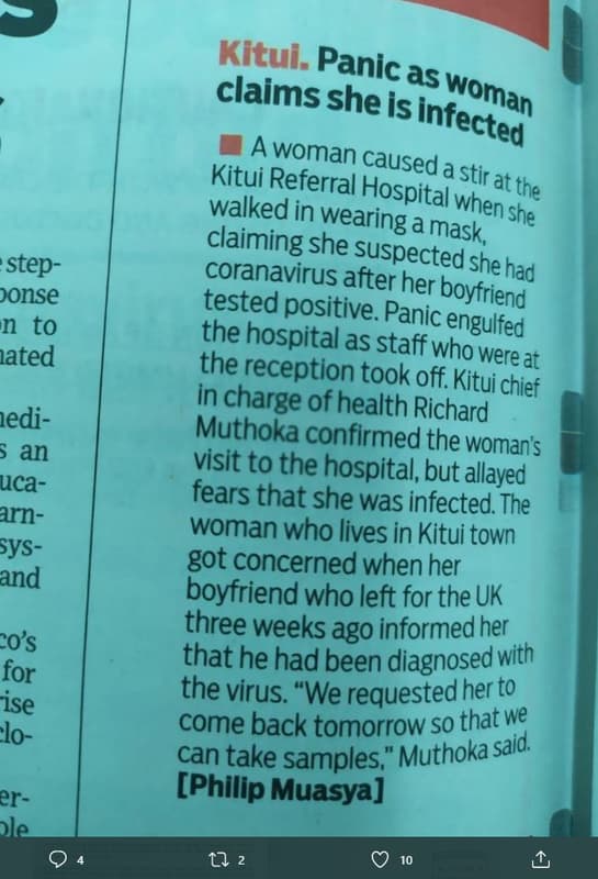 2 kitui. , panic as claims sheis woman sinfected a woman kitui referaa fassed a