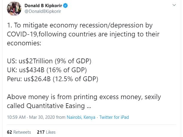 Donald b kipkorir donaldbkipkorir 1. to mitigate economy recessiondepression by