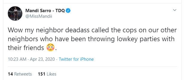 Mandi sarro tdq missmandii wow my neighbor deadass called the cops on our other