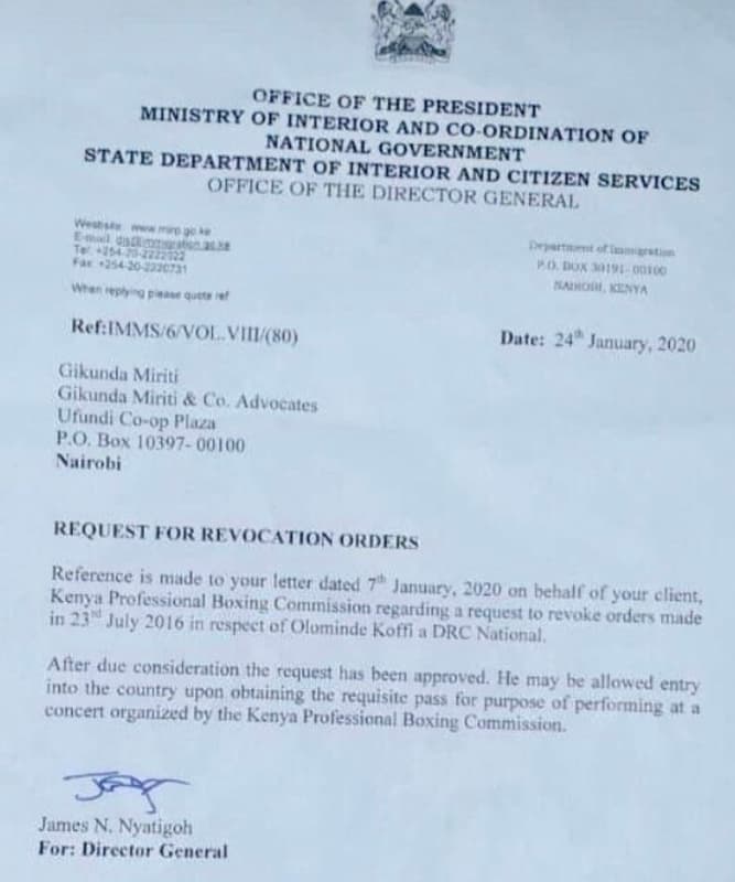 Office of the president ministry of arterior anpresidenination national governme