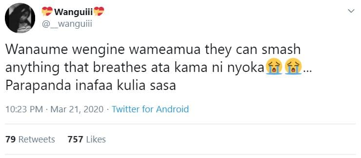 Wanguiii _wanguiii wanaume wengine wameamua they can smash anything that breathe