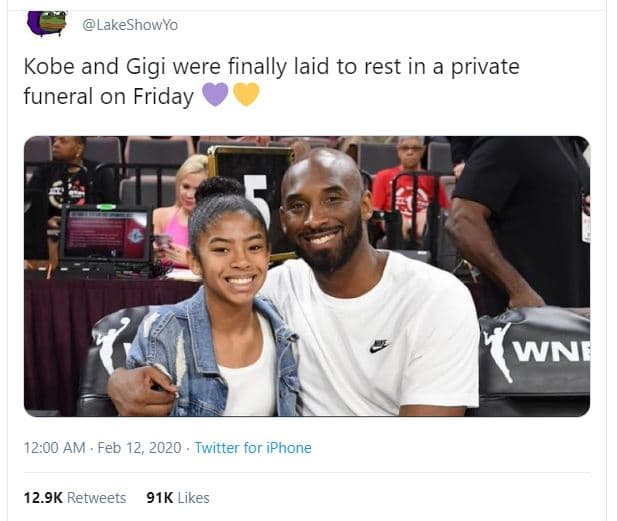 Lakeshowyo kobe and gigi were finally laid to rest in a private funeral on frida
