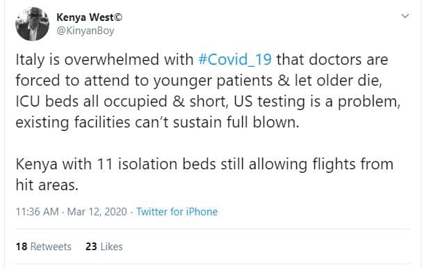 Kenya west kinyanboy italy is overwhelmed with covid_19 that doctors are forced