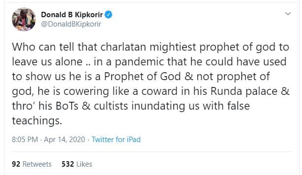 Donald b kipkorir donaldbkipkorir who can tell that charlatan mightiest prophet