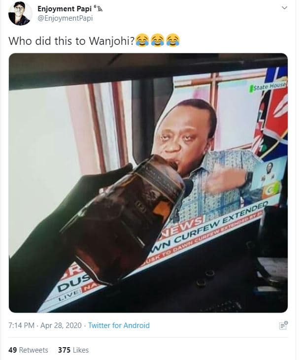 Enjoyment papi 1 enjoymentpapi who did this to wanjohi? à2 7,14 pm . apr 28, twi