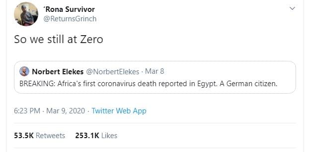 Rona survivor returnsgrinch so we still at zero norbert elekes norbertelekes mar