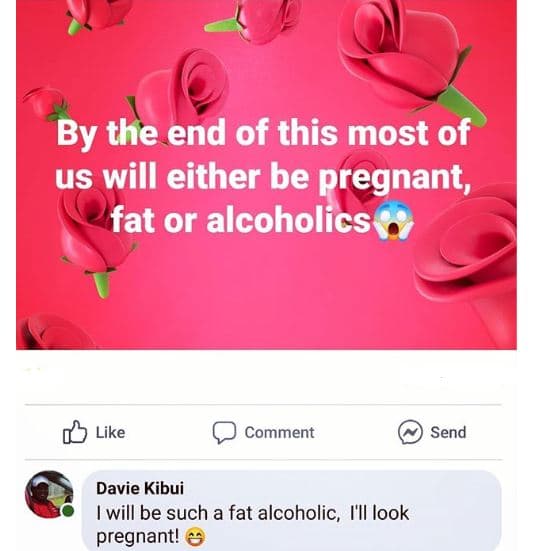 By the end of this most of us will either be pregnant, fat or alcoholics like co