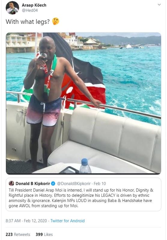 Araap köech hed04 with what legs? donald b kipkorir donaldbkipkorir feb 10 till