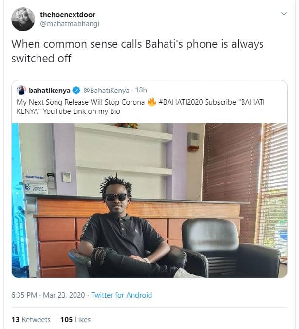 Thehoenextdoor mahatmabhangi when common sense calls bahati's phone is always sw