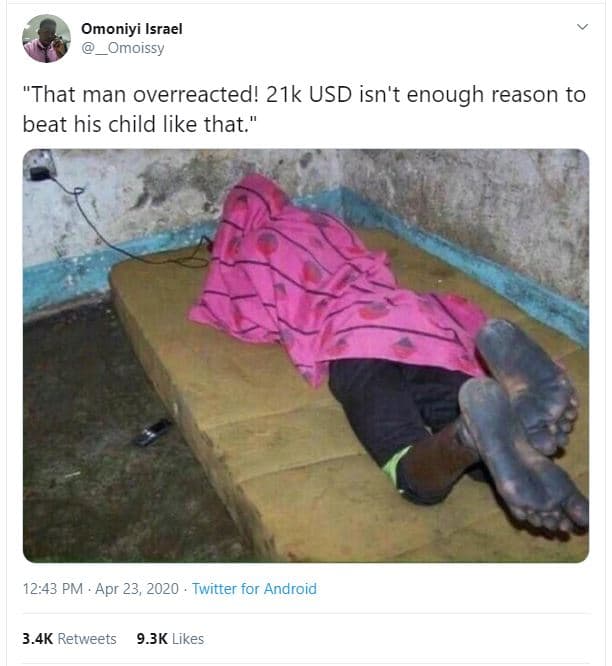 Omoniyi israel omoissy that man overreacted! 21k usd isn't enough reason to beat