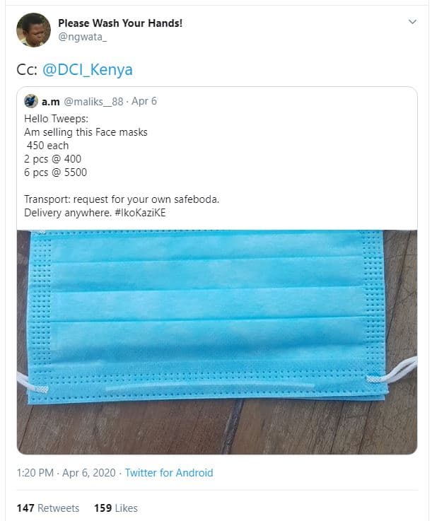 Please wash your hands! ngwata cc dci_kenya a.m maliks_88 . apr 6 hello tweeps a