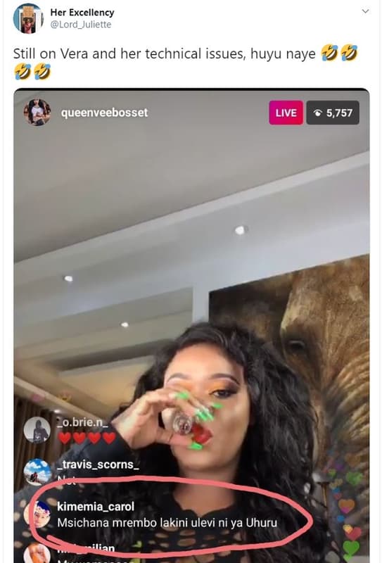 Her excellency lord_juliette still on vera and her technical issues, huyu naye 9