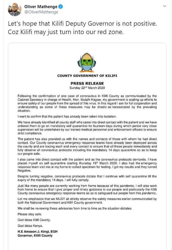 Oliver mathenge olivermathenge let's hope that kilifi deputy governor is not pos