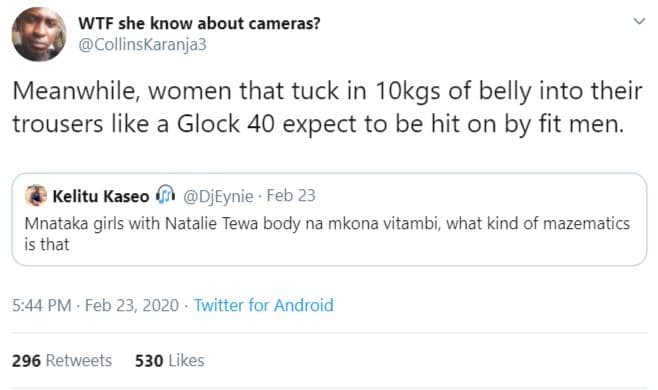 Wtf she know about cameras? collinskaranja3 meanwhile women that tuck in 1okgs o