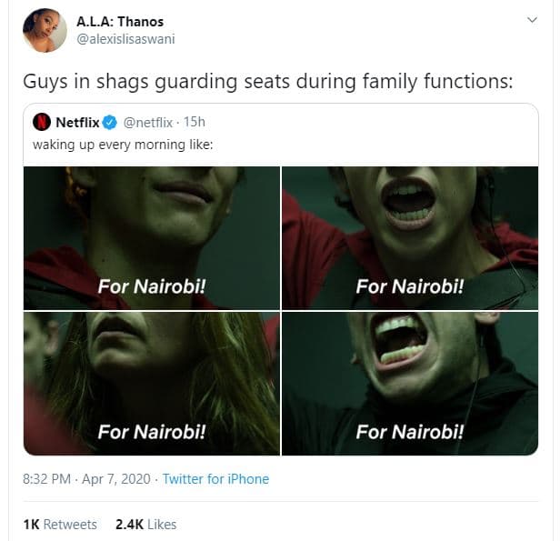 Ala thanos alexislisaswani guys in shags guarding seats during family functions