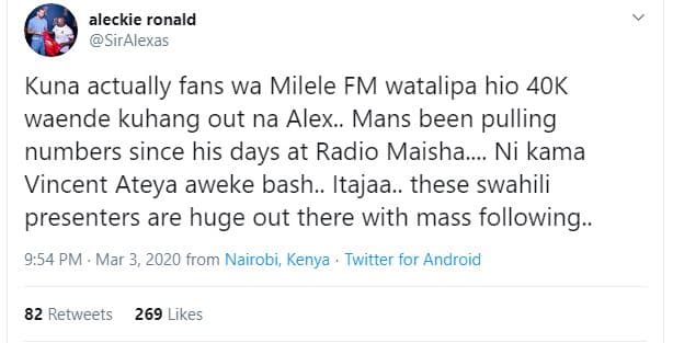 Aleckie ronald siralexas kuna actually fans wa milele fm watalipa hio 4ok waende