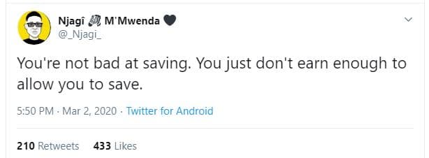 Njagi 7 m'mwenda _njagi _ you're not bad at saving. you just don't earn enough t