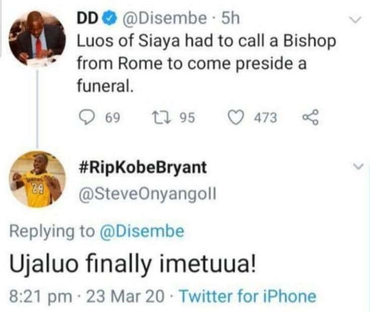 Dd disembe 5h luos of siaya had to call a bishop from rome to come preside a fun