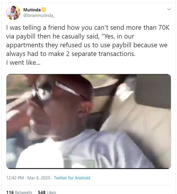 Mutinda brianmutinda_ was telling a friend how you can't send more than 7ok via