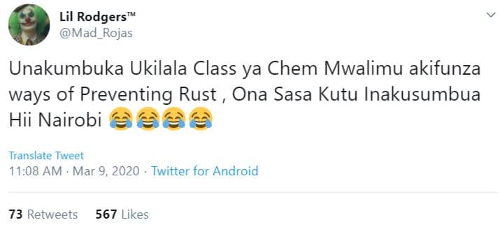 Lil rodgers m mad_rojas unakumbuka ukilala class ya chem mwalimu akifunza ways o