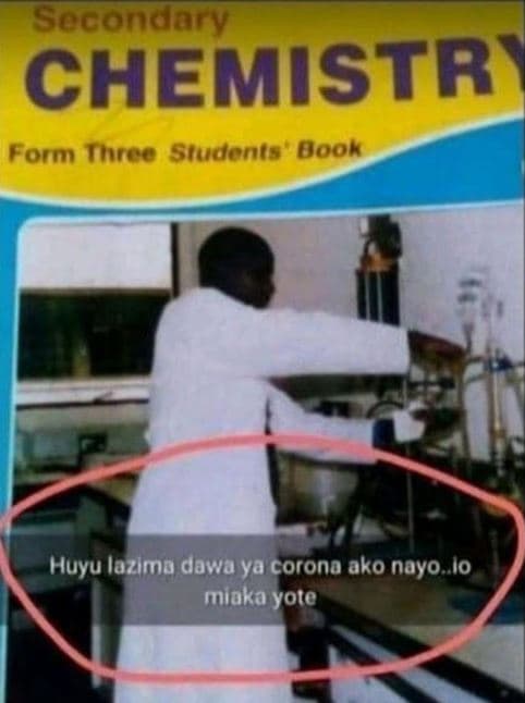 Socondary chemistr form inrce sludents' dook huyu lazima dawa ya corona ako nayo