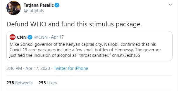 Tatjana pasalic tattytats defund who and fund this stimulus package cnn cnn . ap