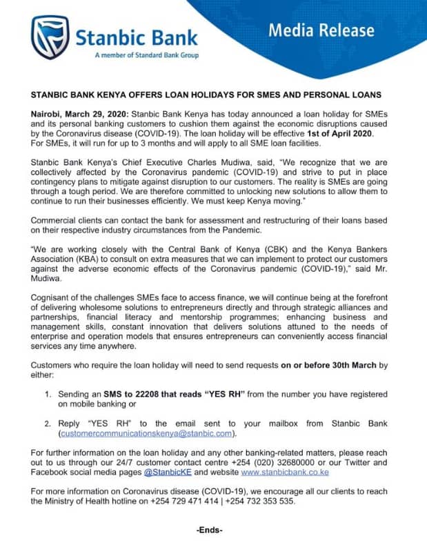 Stanbic bank member of standarc bank group media release stanbic bank kenya offe