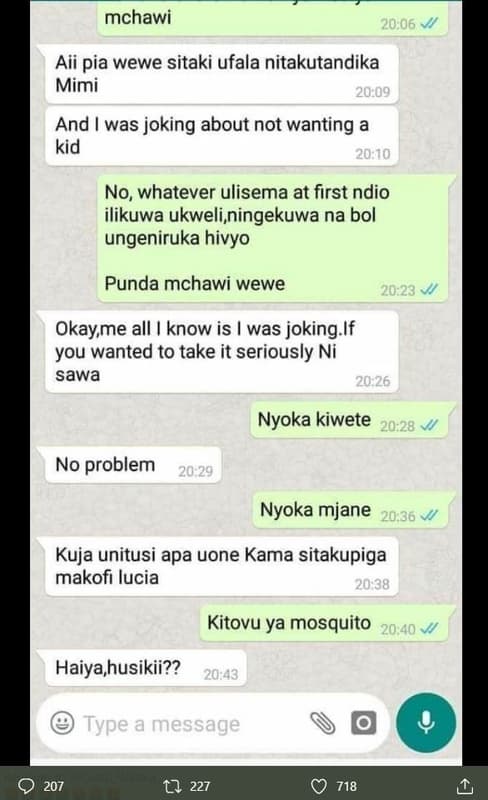 Mchawi 20.06 aii pia wewe sitaki ufala nitakutandika mimi 20.09 and was joking a