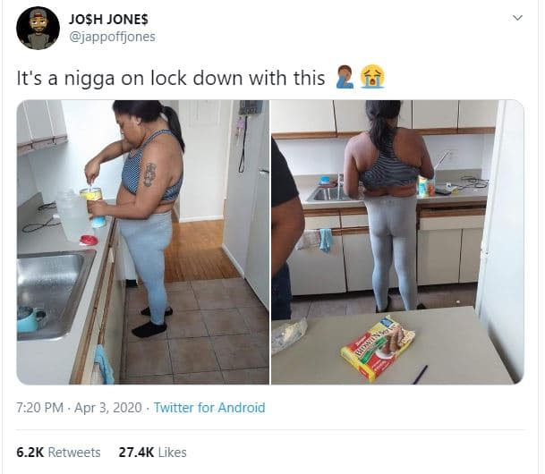 Josh jones jappoffjones it's a nigga on lock down with this 7.20 pm . apr 3, twi