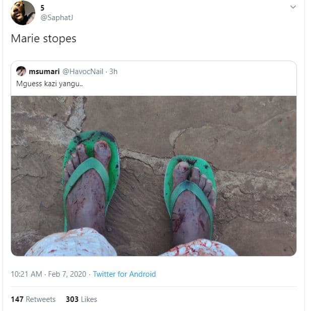 Saphat marie stopes msumari havocnail mguess kazi yangu. 10.21 am feb 7, twitter