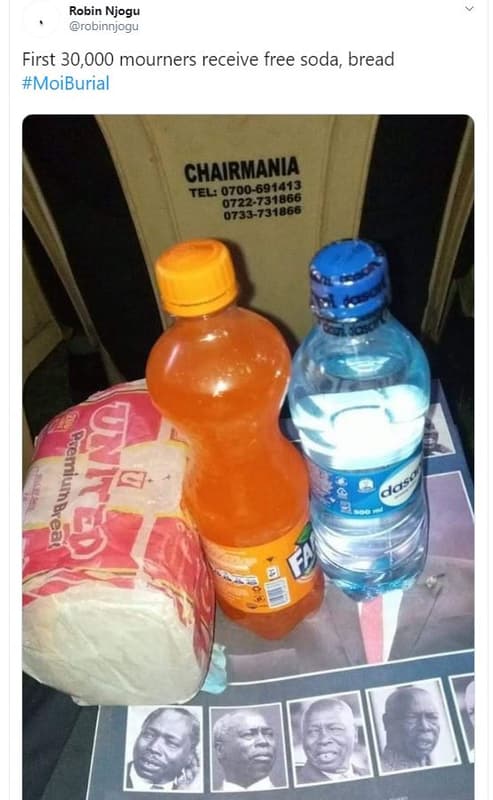 Robin njogu robinnjogu first 30,000 mourners receive free soda, bread moiburial
