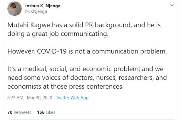 Joshua k. njenga jknjenga mutahi kagwe has a solid pr background and he is doing
