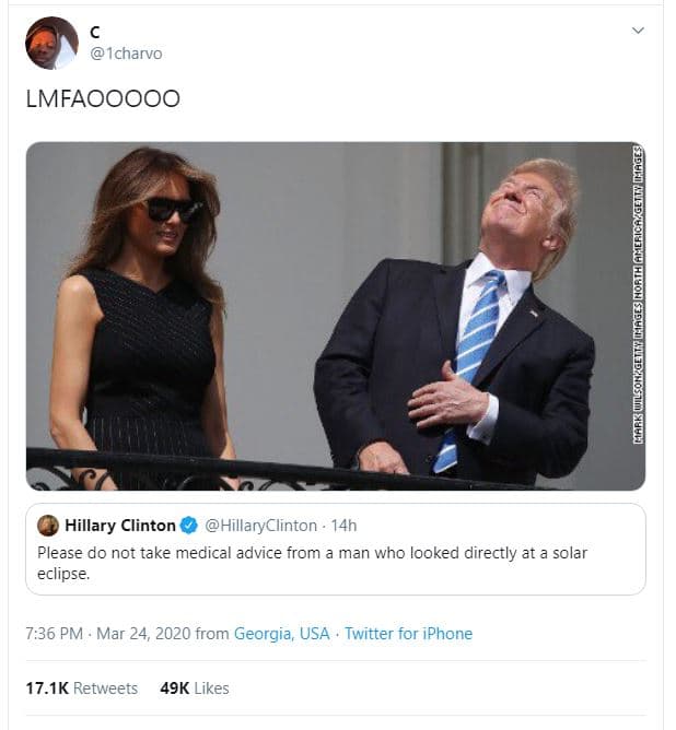 Icharvo lmfaooooo hillary clinton hillaryclinton 14h please do not take medica a