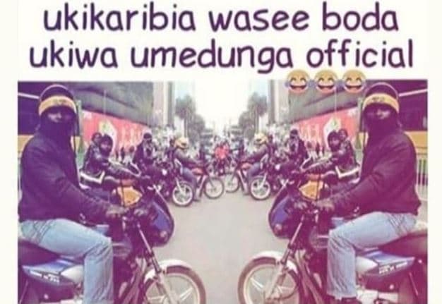 Ukikaribia wasee boda ukiwa umedunga official