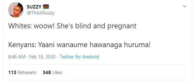 Suzzy thislssuzzy whites woow! she's blind and pregnant kenyans yaani wanaume ha