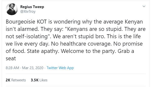 Regius tweep xivtroy bourgeoisie kot is wondering why the average kenyan isn't a