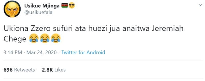 Usikue mjinga usikuefala ukiona zzero sufuri ata huezi jua anaitwa jeremiah cheg