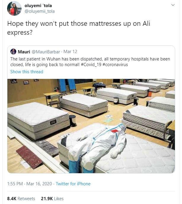 Oluyemi 'tola oluyemii_tola hope they won't put those mattresses up on ali expre