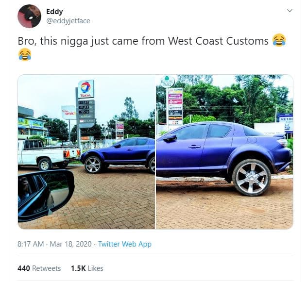 Eddy eddyjetface bro, this nigga just came from west coast customs mo vla ek4o 8