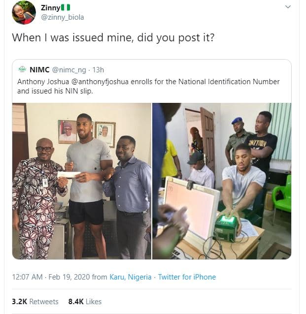 Zinny zinny_biola when was issued mine did you post it? nimc nimc_ng 13h anthony