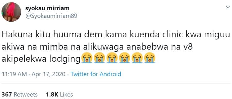 Syokau mirriam syokaumirriam89 hakuna kitu huuma dem kama kuenda clinic kwa migu