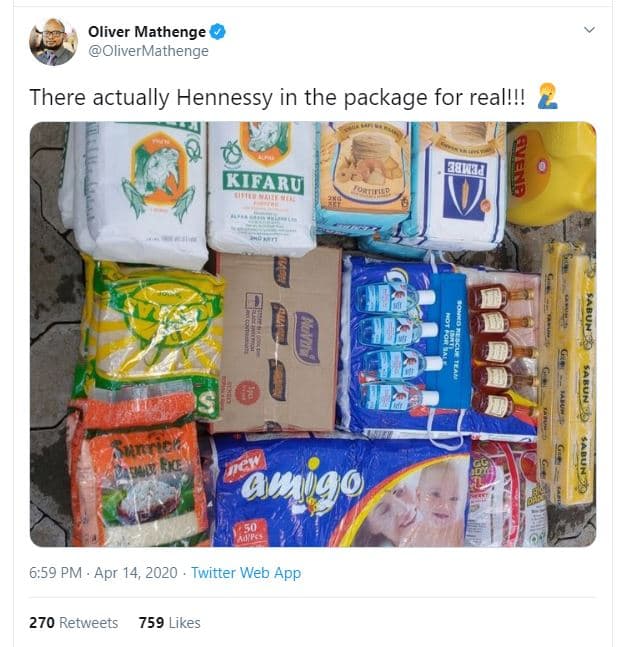 Oliver mathenge olivermathenge there actually hennessy in the package for realll