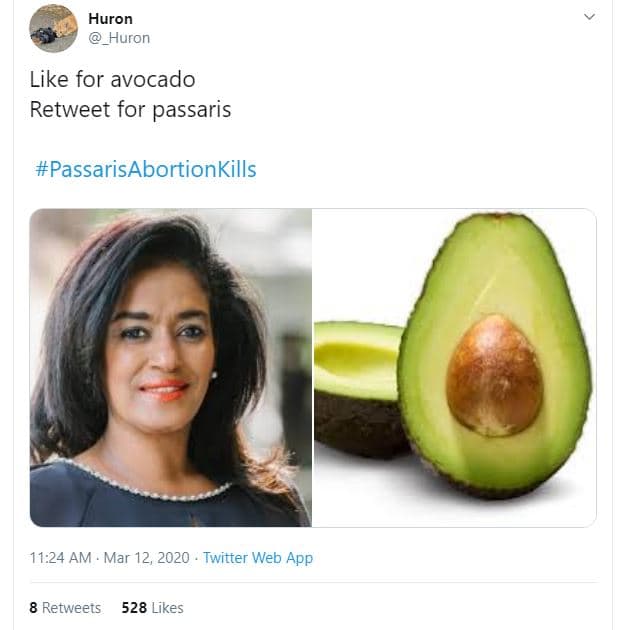 Huron _huron like for avocado retweet for passaris passarisabortionkills 11.24 a