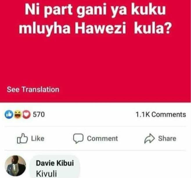 Ni part gani ya kuku mluyha hawezi kula? see translation 570 1.ik comments like
