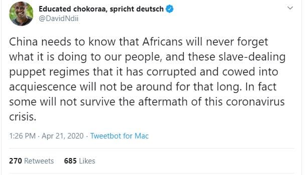 Educated chokoraa, spricht deutsch davidndii china needs to know that africans w